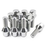 LUJIANI Wheel Lug Bolt M12x1.25 28mm Shank Chrome Silver Pack of 10-0