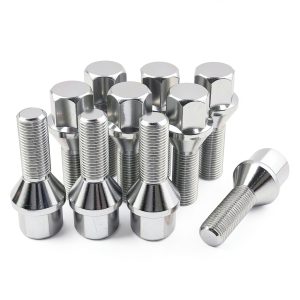 LUJIANI Wheel Lug Bolt M12x1.25 28mm Shank Chrome Silver Pack of 10-0