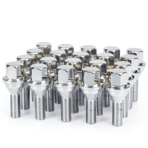 Dynofit 19mm Hex-28mm Shank Wheel Bolt 20pcs Black Silver Steel-0