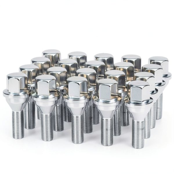 Dynofit 19mm Hex-28mm Shank Wheel Bolt 20pcs Black Silver Steel-0