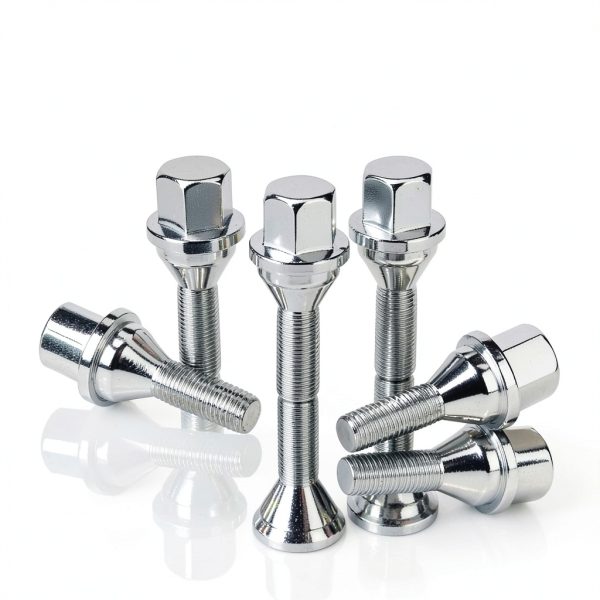 Dynofit 19mm Hex-28mm Shank Wheel Bolt 20pcs Black Silver Steel-6