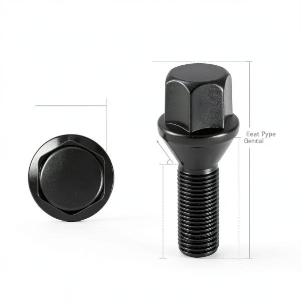 LUJIANI Wheel Lug Bolt M12x1.25 28mm Shank Black Hexagon Fastener Pack-1