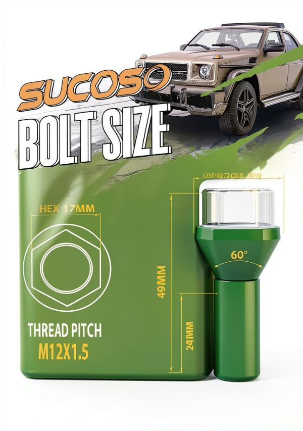 SUCOSO Lug Bolt 17mm Hex Black 40Cr Steel Heavy‑Duty (20 pcs)-1