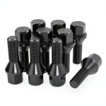 LUJIANI Wheel Lug Bolt M12x1.25 28mm Shank Black Hexagon Fastener Pack-0