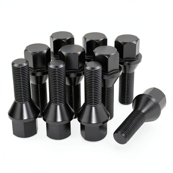 LUJIANI Wheel Lug Bolt M12x1.25 28mm Shank Black Hexagon Fastener Pack-0