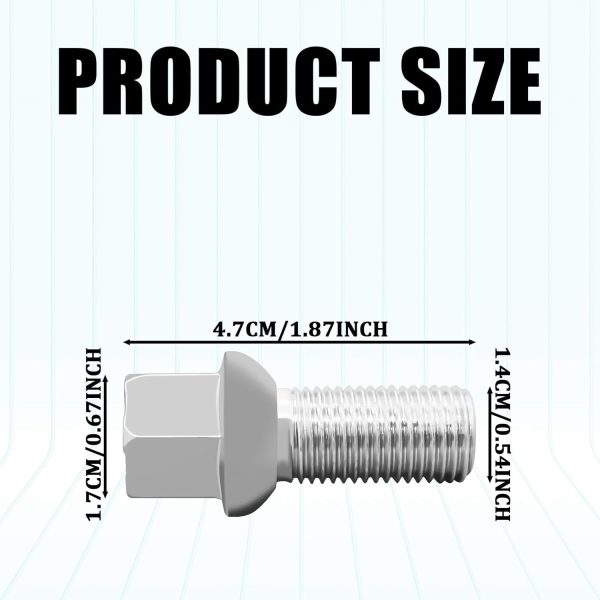 M14x1.5 Wheel Bolt SamWinGear Chrome Hex Bolt Set of 4 Grey-1