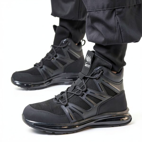 SYLPHID Men Steel Toe Sneakers Women Safety Shoes High Top Air Cushion-4