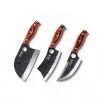 3PCS Butcher Knife Set, 7" Butcher Meat Cleaver, 7" Serbian Chef Knife and 6.5" Viking Knife, Hand Forged Kitchen Knife Set with Plastic Handle, Geat for Home, Camping, BBQ (Unique Finger Hole Design)-5