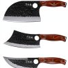 3PCS Butcher Knife Set, 7" Butcher Meat Cleaver, 7" Serbian Chef Knife and 6.5" Viking Knife, Hand Forged Kitchen Knife Set with Plastic Handle, Geat for Home, Camping, BBQ (Unique Finger Hole Design)-1