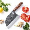 3PCS Butcher Knife Set, 7" Butcher Meat Cleaver, 7" Serbian Chef Knife and 6.5" Viking Knife, Hand Forged Kitchen Knife Set with Plastic Handle, Geat for Home, Camping, BBQ (Unique Finger Hole Design)-8