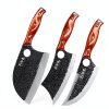 3PCS Butcher Knife Set, 7" Butcher Meat Cleaver, 7" Serbian Chef Knife and 6.5" Viking Knife, Hand Forged Kitchen Knife Set with Plastic Handle, Geat for Home, Camping, BBQ (Unique Finger Hole Design)-0