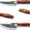 3PCS Butcher Knife Set, 7" Butcher Meat Cleaver, 7" Serbian Chef Knife and 6.5" Viking Knife, Hand Forged Kitchen Knife Set with Plastic Handle, Geat for Home, Camping, BBQ (Unique Finger Hole Design)-7