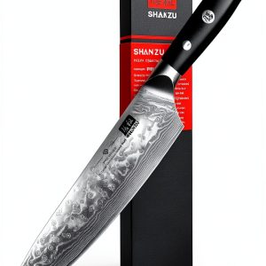 SHAN ZU Chef Knife 8 Inch Japanese Steel Damascus Kitchen Knife, Professional Kitchen Knives Sharp High Carbon Super Steel Kitchen Utility Knife-0