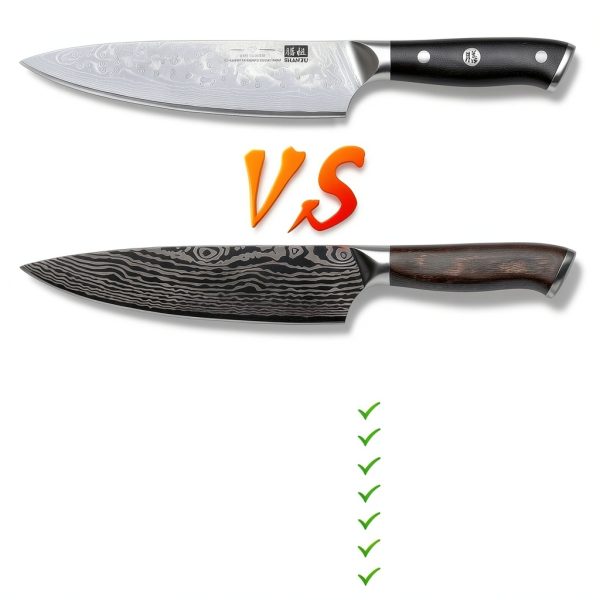 SHAN ZU Chef Knife 8 Inch Japanese Steel Damascus Kitchen Knife, Professional Kitchen Knives Sharp High Carbon Super Steel Kitchen Utility Knife-3